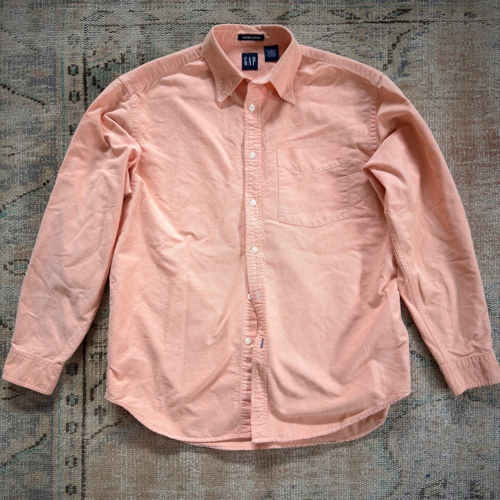 Vintage Gap Classic Oxford Shirt Mens Medium Peach Orange Cotton Button Down M